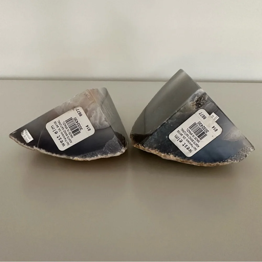 West Elm Agate Natural Stone Bookend Pair in Shades of Purple 4 3/8